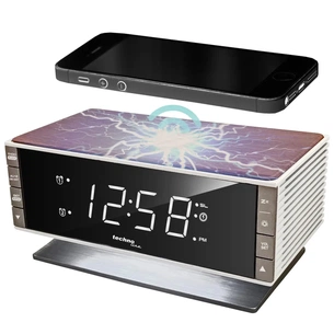Настільний годинник Technoline з радіо WT487 Wireless Mobile Charging White/Brown (DAS302715) зображення 1