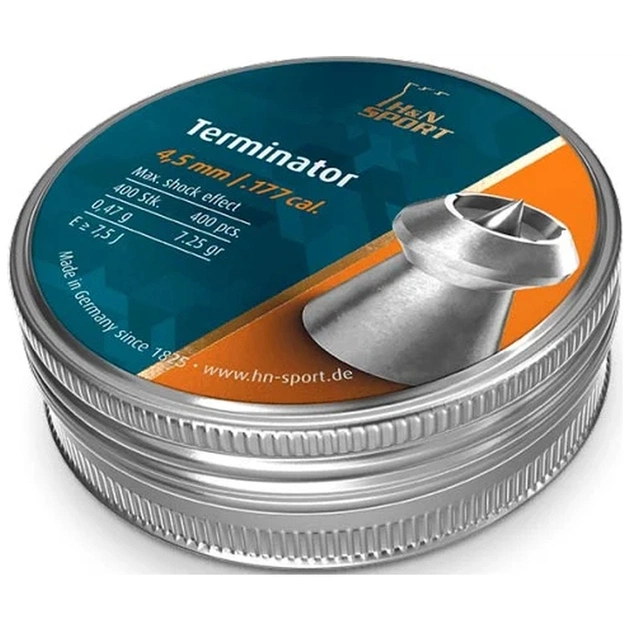 Пульки H&N Terminator 4,5 мм 0,47 г 400 шт/уп (92214500003) - изображение 1