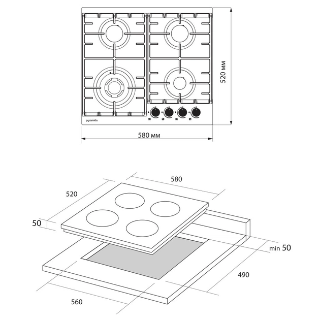 Варочна поверхня Pyramida PFG 604 T WH B - picture 11