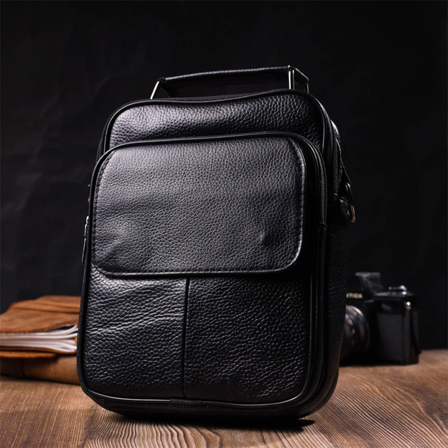 Сумка Vintage Мессенджер из натуральной кожи Черная (21950) - изображение 9