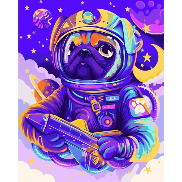 Картина по номерам Santi Космічний патруль. Мопс 40*50 см ©pollypop92 (954461) - изображение 1