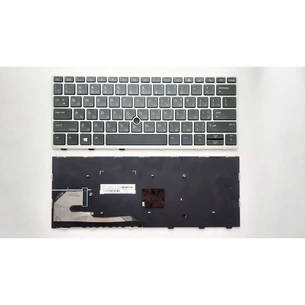 Клавіатура ноутбука HP EliteBook 735, 830 G5/G6 чорна зі сріблястою рамкою та ТП UA (A46186) зображення 1