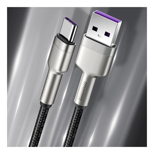 Дата кабель USB 3.1 AM to USB-C 0.25m 6.0A 66W Cafule Series Metal Black Baseus (CAKF000001) - picture 10