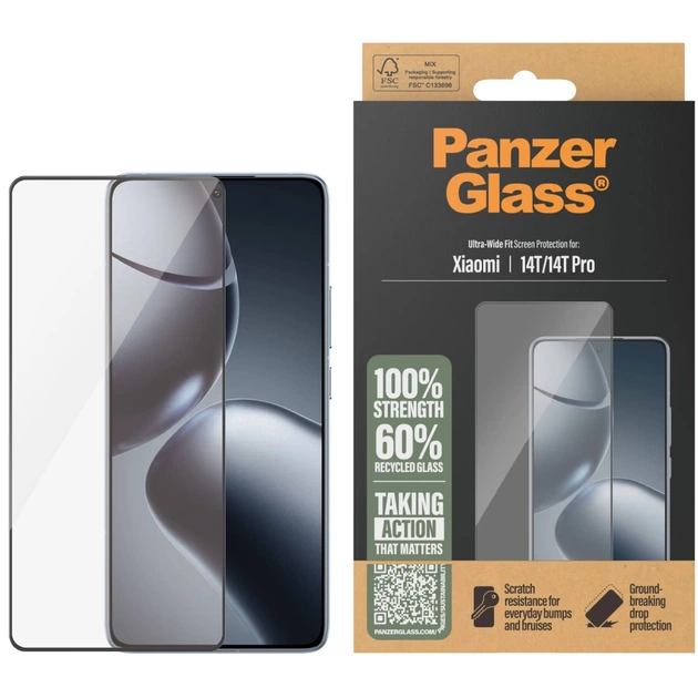 Скло захисне PANZERGLASS Xiaomi 14T | 14T Pro Ultra-Wide Fit (PG_PGRNUWFG58319) - изображение 1