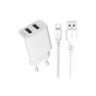 Зарядний пристрій XO L109 12W (2USB/2.4A) + USB - Type-C White (XO-L109-T) - зменшене зображення 1