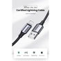 Дата кабель USB 2.0 AM to Lightning 2.0m US199 2.4A Black Ugreen (60158) - зменшене зображення 3