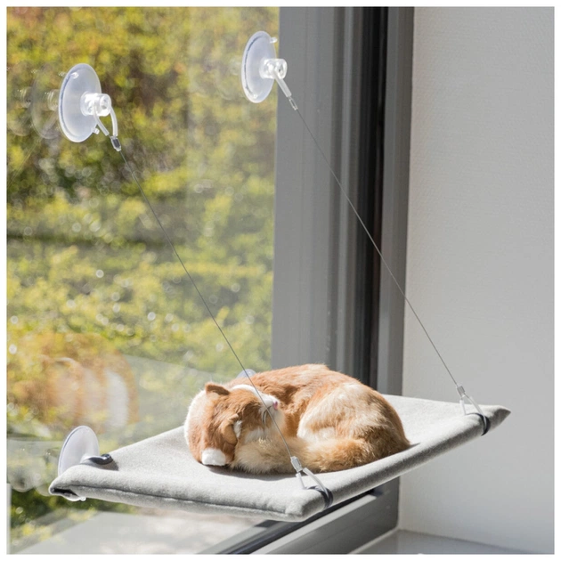 Лежак для животных Trixie для окна с креплениями 50х30 см серый (4011905432090) - изображение 6