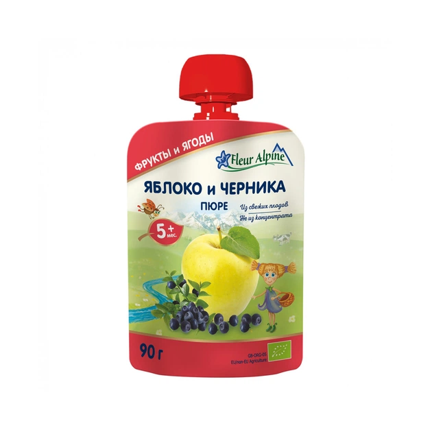 Дитяче пюре Fleur Alpine Яблуко Чорниця 90 г (5024688001130) - изображение 1