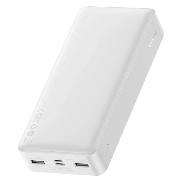 Батарея універсальна Baseus Bipow 20000mAh, 15W, USB-C/3A, 2*USB-A/3A(max.), +cable, white (PPBD050102) - зображення 1