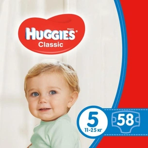 Підгузки Huggies Classic 5 (11-25 кг) Mega 58 шт (5029053543192) зображення 1