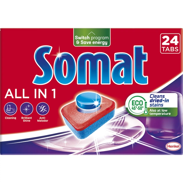 Таблетки для посудомийних машин Somat All in 1 24 шт. (9000101347777) - изображение 1