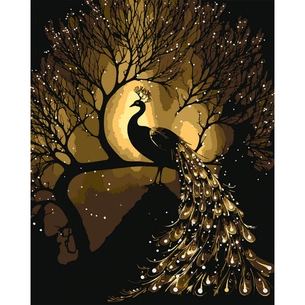 Картина по номерам Santi Золотий павич, 40*50см, LED підсвітка (955079) зображення 1