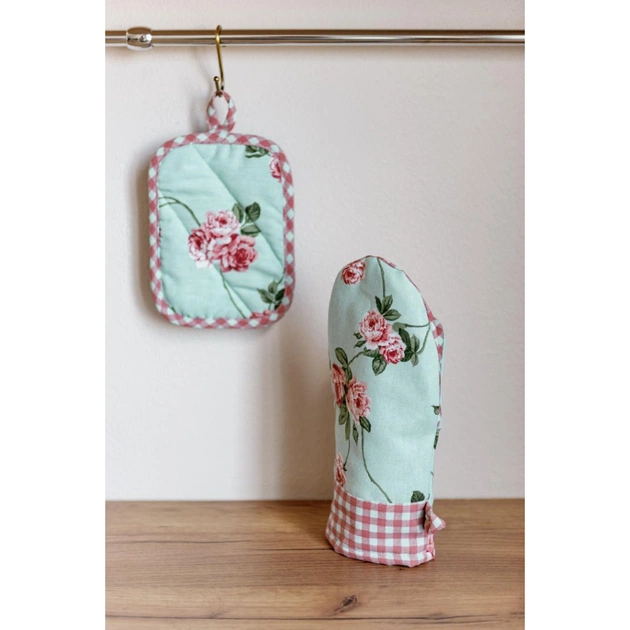 Кухонна прихватка Прованс Набір рукавиця 29х15 та прихватка 15х20 Трояндочки (035694) - picture 5