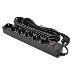 Сетевой фильтр питания Patron 10 m3*1mm2 (SP-10610) 6 розеток BLACK (EXT-PN-SP-10610) изображение 1