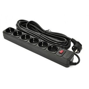 Мережевий фільтр живлення Patron 10 m3*1mm2 (SP-10610) 6 розеток BLACK (EXT-PN-SP-10610) зображення 1