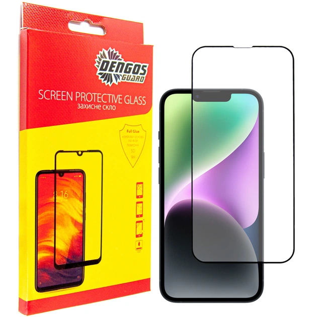 Стекло защитное Dengos Full Glue iPhone 14 black frame (TGFG-230) - изображение 1