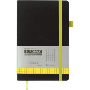 Книга записная Buromax Concept 125x195 мм 96 листов в клетку обложка из искусственной кожи Желтая (BM.291162-08) изображение 1