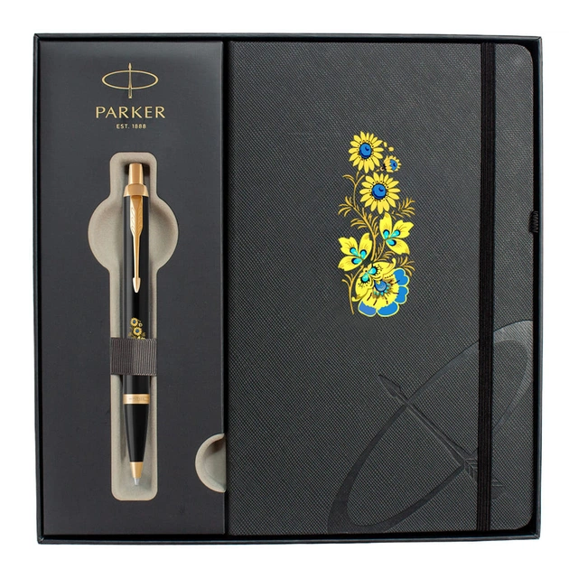 Ручка кулькова Parker IM 17 UKRAINE Black GT BP Квіти + блокнот Parker + подар.упак. GIFT24 (22032b24_T1050u) - picture 2