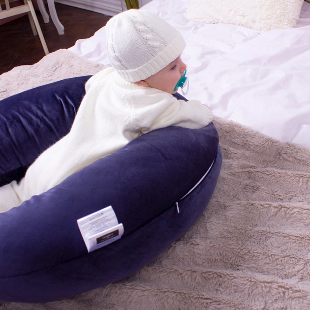 Подушка MirSon для вагітних та годування №8304 Velvet Line 28-0006 Navy blue Велюр 30х170х20 см (2200006200291) - picture 9