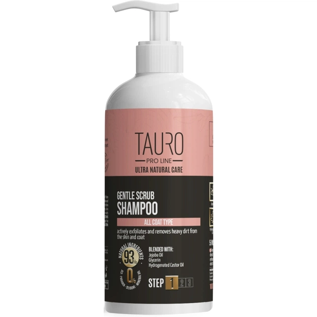 Шампунь для тварин Tauro Pro Line Ultra Natural Care Gentle Scrub 1000 мл (TPL63599) - зображення 1