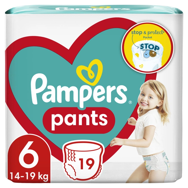 Підгузки Pampers трусики Pants Giant Розмір 6 (14-19 кг) 19 шт (8006540067802) - зображення 1