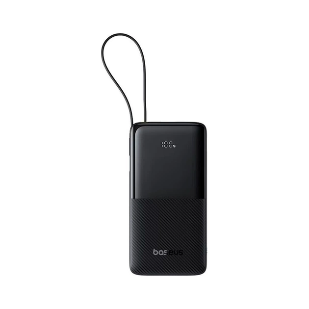 Батарея універсальна Baseus Bipow 2 Digital Display 10000mAh 20W with Built-in USB-C Cable Black (P10077101113-00) - зображення 1