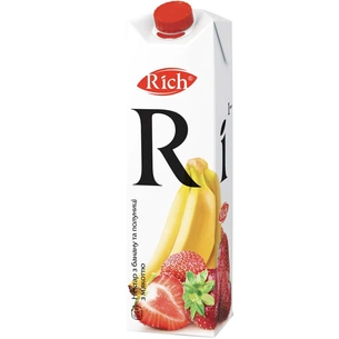 Сік Rich Бананово-полуничний нектар з м'якоттю 1 л (4820039352750) зображення 1