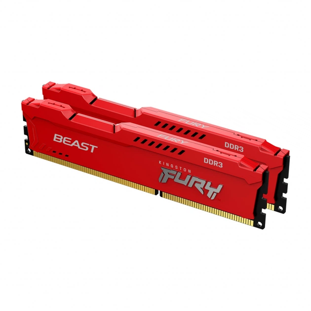 Модуль пам'яті для комп'ютера DDR3 16GB (2x8GB) 1866 MHz Fury Beast Red Kingston Fury (ex.HyperX) (KF318C10BRK2/16) - изображение 1