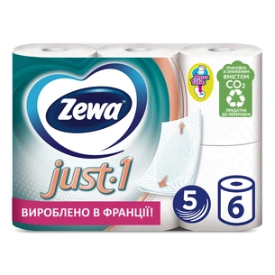 Туалетний папір Zewa Just 1 5 шарів 6 рулонів (7322541189314) зображення 1
