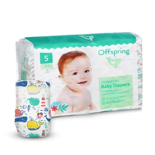 Підгузки Offspring Willy the Whale розмір S 3-6 кг, 48 шт (DP-OI-FAT-S48P-WTW) зображення 1