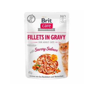 Вологий корм для кішок Brit Care Cat pouch 85 г (пікантний лосось у соусі) (8595602540525) зображення 1