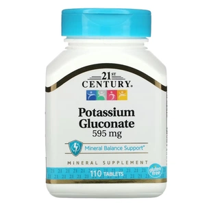 Мінерали 21st Century Калію Глюконат, 595 мг, Potassium Gluconate, 110 таблеток (CEN-21387) зображення 1