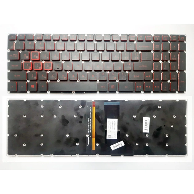 Клавіатура ноутбука Acer Nitro 5 AN515-51/AN515-53/AN517/SPIN NP515 чорна з підсвіткою UA/RU (A46112) - зображення 1