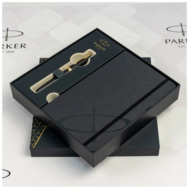 Ручка пір'яна Parker SONNET 17 Matte Black Lacquer GT  FP F + блокнот Parker + подар.упаковка GIFT24 (84 811b24) - изображение 5