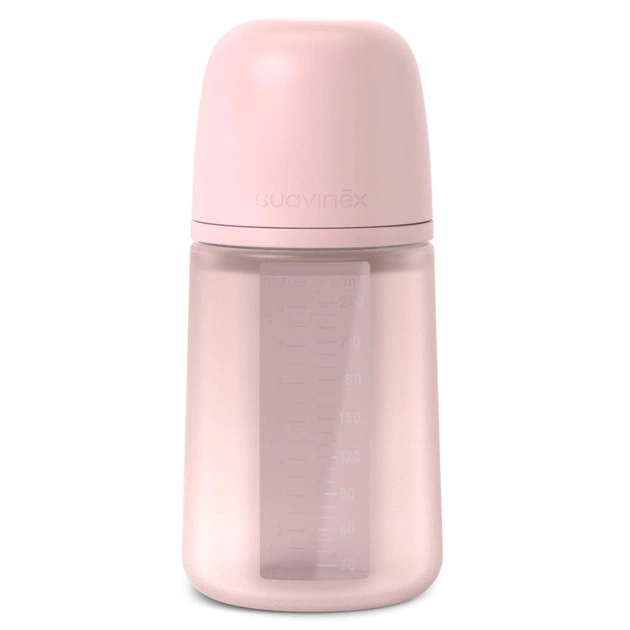 Пляшечка для годування Suavinex Colour Essence, 240 мл, силіконова, 240 мл, фізіологічна соска повільний потік, , світло-рожева (308654) - picture 1