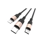 Дата кабель USB 2.0 AM to Lightning + USB-C + Micro 5P 1.0m 2A nylon X26 black+gold HOCO (6957531080275) - зменшене зображення 2