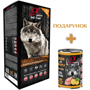 Напіввологий корм для собак Alpha Spirit Semi-Moist Multi-protein Box 9 кг + консерва (8436586310134) зображення 1