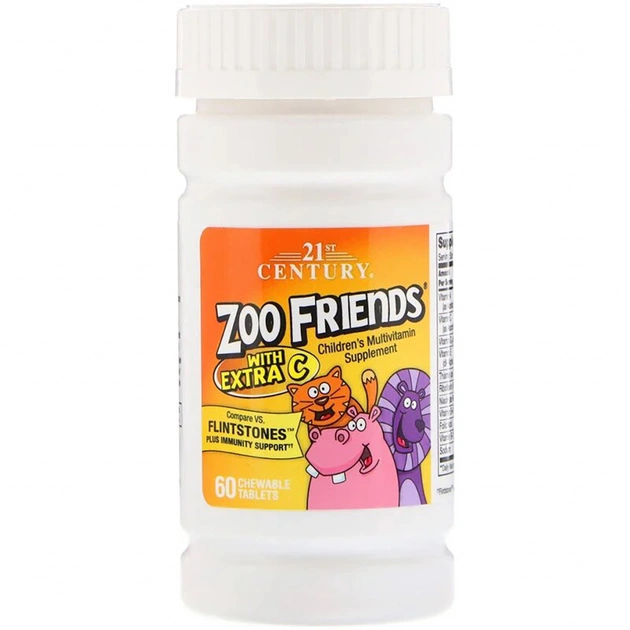 Витаминно-минеральный комплекс 21st Century Детские Мультивитамины с Витамином C, Zoo Friends, 60 жеват (CEN-27313) - изображение 1