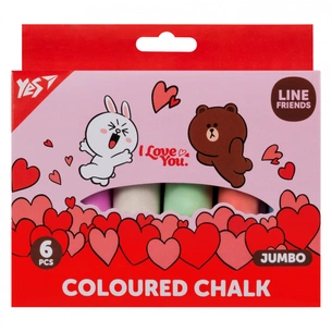 Крейда Yes кольорова Line Friends 6 шт JUMBO (400496) изображение 1