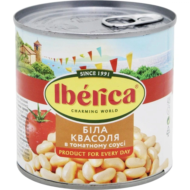 Овощная консервация Iberica Белая фасоль в томатном соусе 400 г (8436024299939) - изображение 1