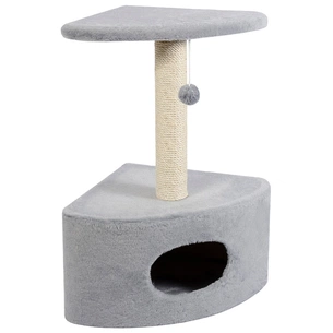 Дряпка (кігтеточка) для котів Природа Д11 з будкою кутова (сіра) (4820157403143) зображення 1