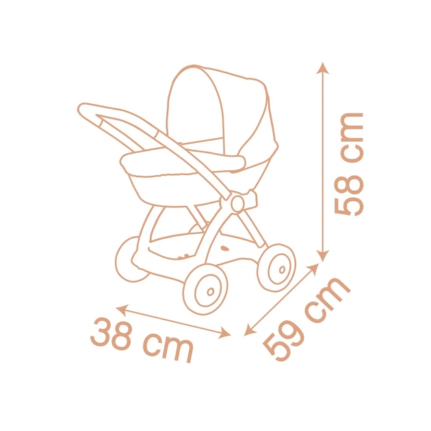 Коляска для ляльок Smoby Baby Nurse Теракотова пудра, люлька з корзиною, 18 міс.+ (7600254124) - picture 7