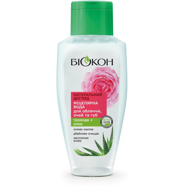 Міцелярна вода Біокон Натуральний догляд Троянда + Алое 215 мл (4820160035638) - picture 1