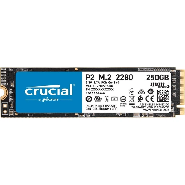 Накопичувач SSD M.2 2280 250GB Micron (CT250P2SSD8) - изображение 1