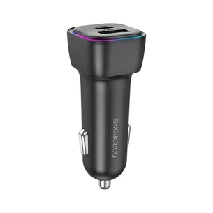 Зарядний пристрій BOROFONE 1xUSB-C PD30W + 1xUSB QC3.0 car adapter black (6941991110818) зображення 1
