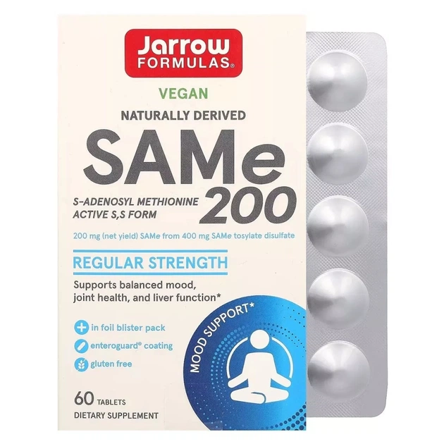 Вітамінно-мінеральний комплекс Jarrow Formulas SAM-e (дисульфат тозилат), 200 мг, SAMe, 60 таблеток (JRW-20016) - зображення 1