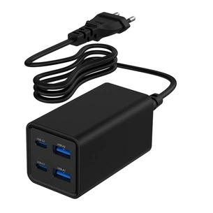 Зарядний пристрій Gembird 2xUSB-C PD65W + 2xUSB QC3.0 30W black (TA-UC-2A2C-PD65-01-BK) зображення 1