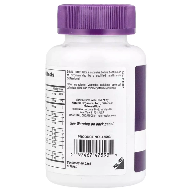Вітамінно-мінеральний комплекс Natures Plus Комплекс для зняття стресу, без мелатоніну, Stress & Sleep Com (NAP-47593) - зображення 3