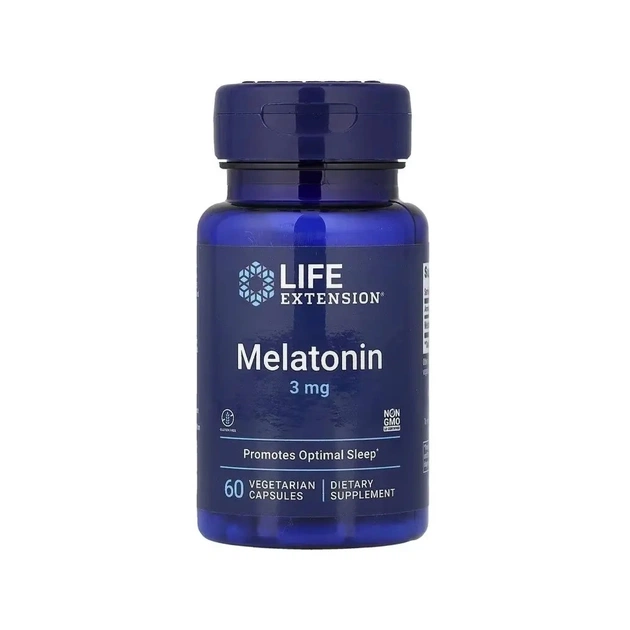 Вітамінно-мінеральний комплекс Life Extension Мелатонін, 3 мг, Melatonin, 60 вегетаріанських капсул (LEX-33006) - зображення 1