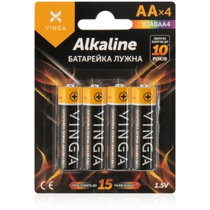 Батарейка AA LR6 Alkaline 4pcs Blister Vinga (VJABAA4) зображення 1